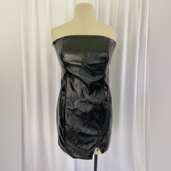 Faux Leather Mini Dress - Picture 1 of 6